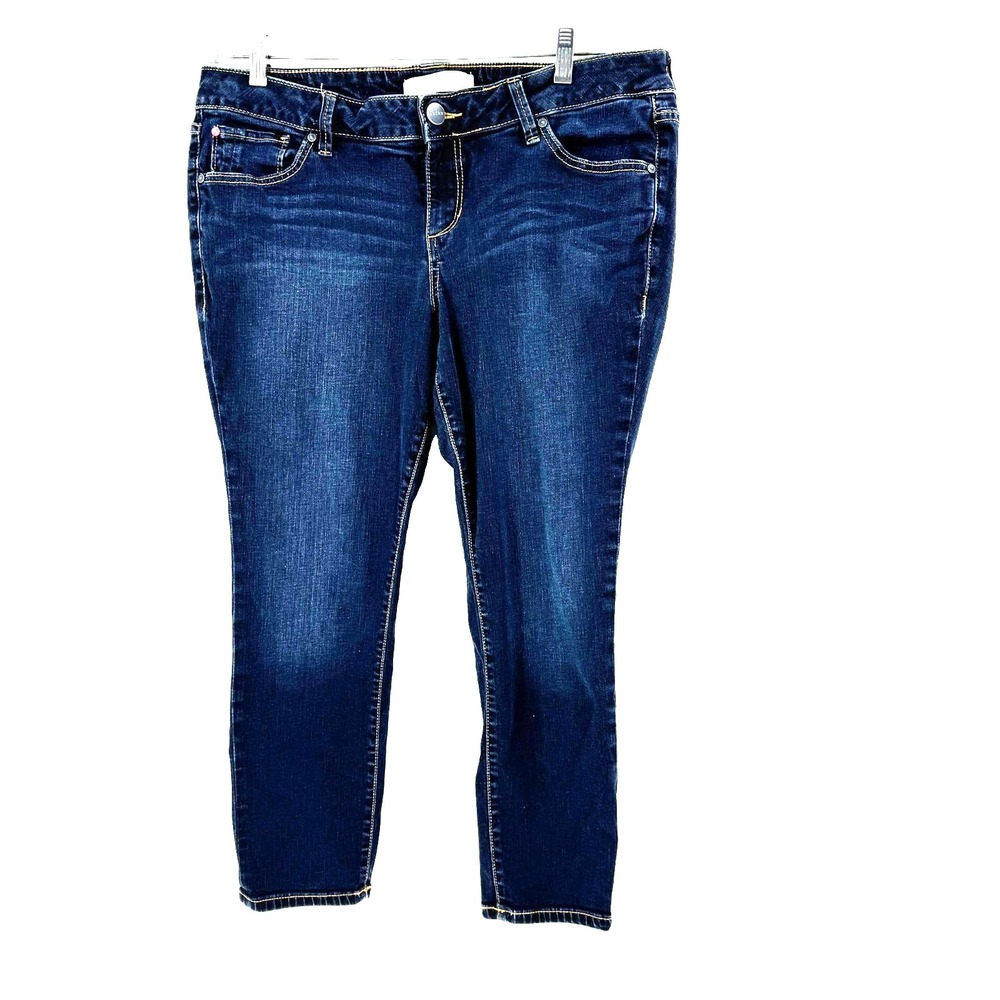 Slink Curvy Ankle Crop Jeans Women's Size 14 Dark Wash Stretch 5-pocket Mid Rise